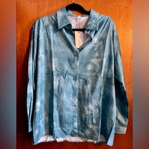 Blue Tie-Dye Button-Up Shirt